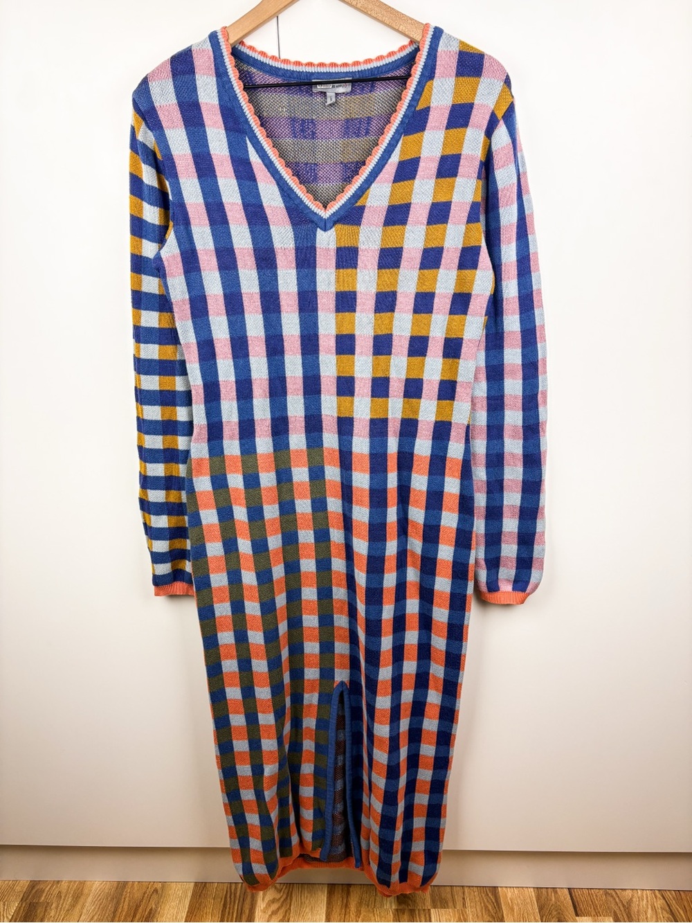Anthropologie Conditions Apply Endreea Dress Gingham Plaid Sweater Long Sleeve - Picture 2 of 8